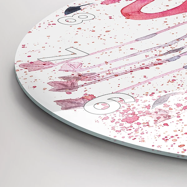 Wanduhr rund mit motiv Flamingo-Cluster
