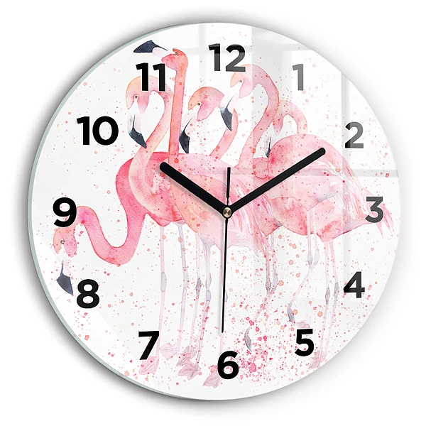 Wanduhr rund mit motiv Flamingo-Cluster