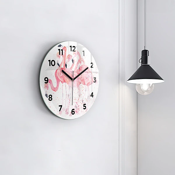 Wanduhr rund mit motiv Flamingo-Cluster