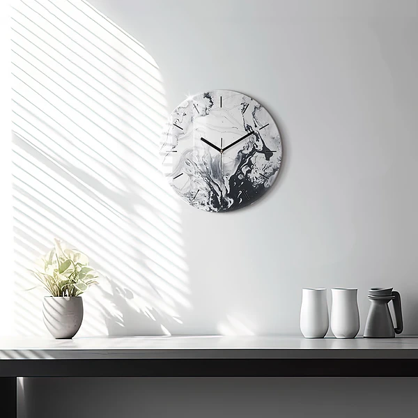 Wanduhr rund Abstrakte Tintenmurmel