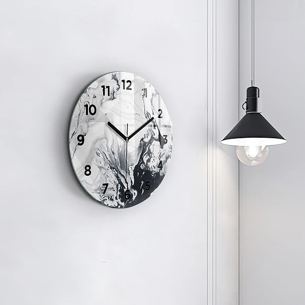 Wanduhr rund Abstrakte Tintenmurmel