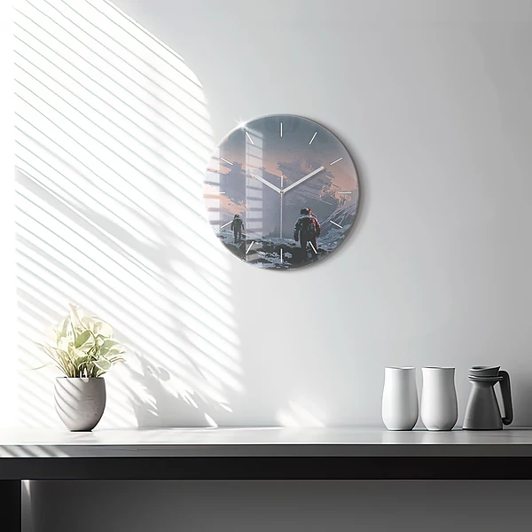 Wanduhr rund Astronauten Milchstraße