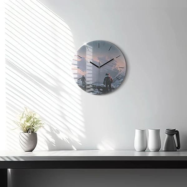 Wanduhr rund Astronauten Milchstraße