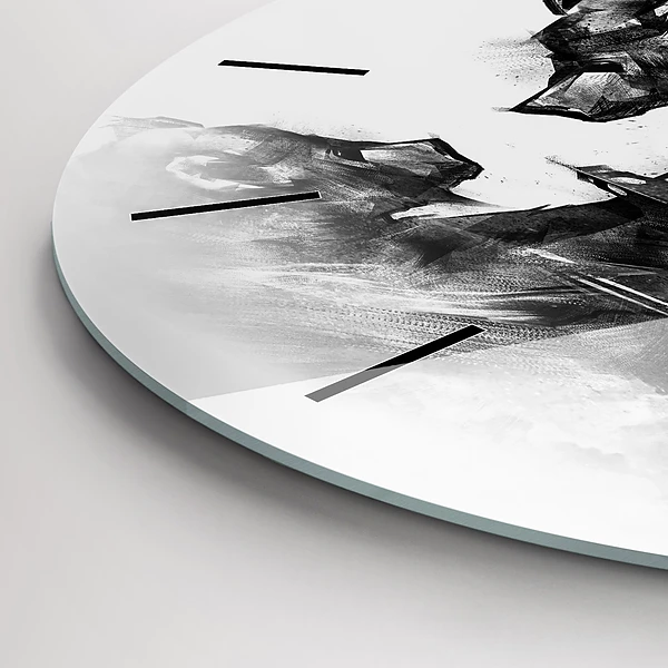 Wanduhr glas rund Zeichnung Bär