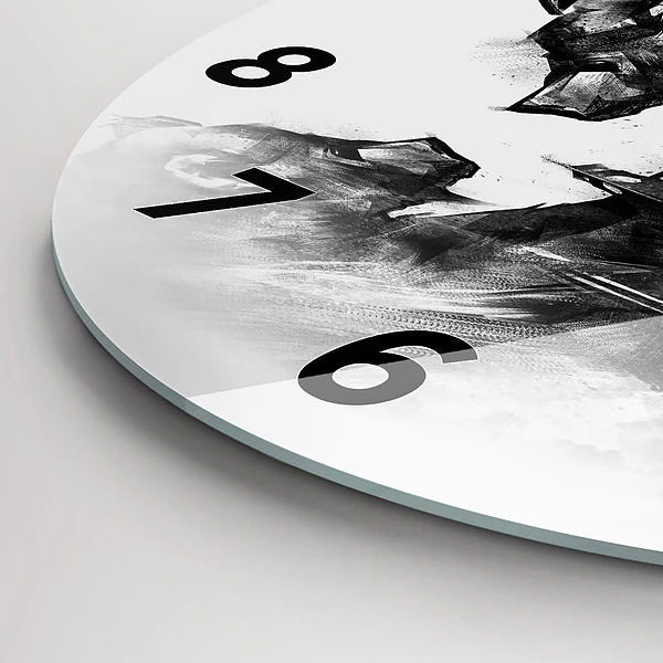 Wanduhr glas rund Zeichnung Bär
