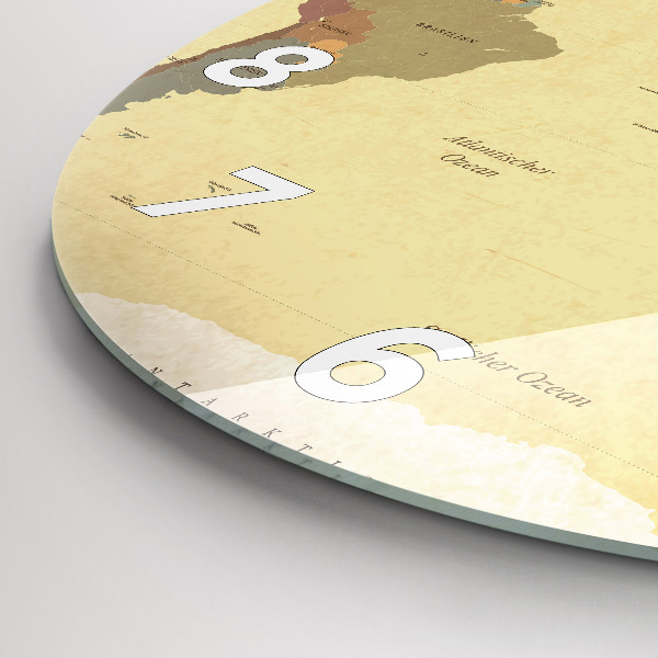 Wanduhr rund Weltkarte im Vintage-Stil