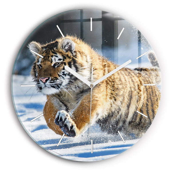 Wanduhr glas rund Mutiger Schritt vorwärts