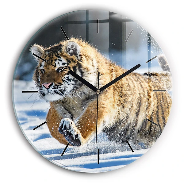 Wanduhr glas rund Mutiger Schritt vorwärts