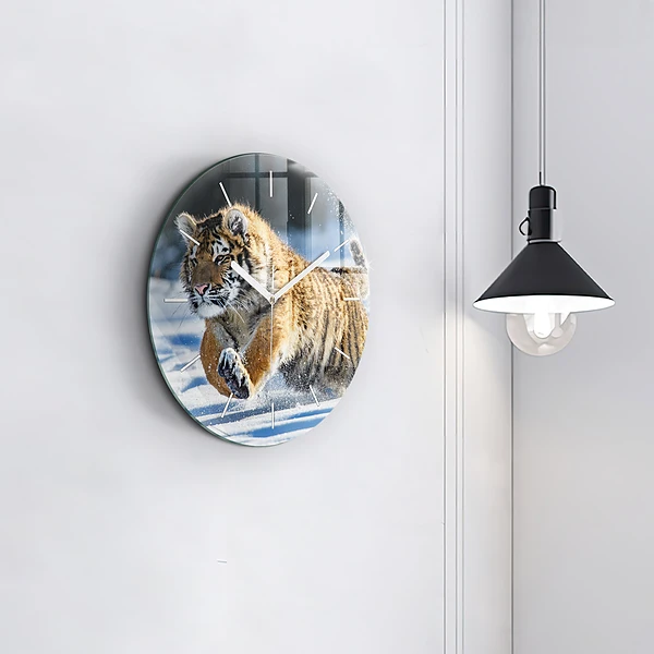 Wanduhr glas rund Mutiger Schritt vorwärts