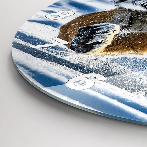 Wanduhr glas rund Mutiger Schritt vorwärts