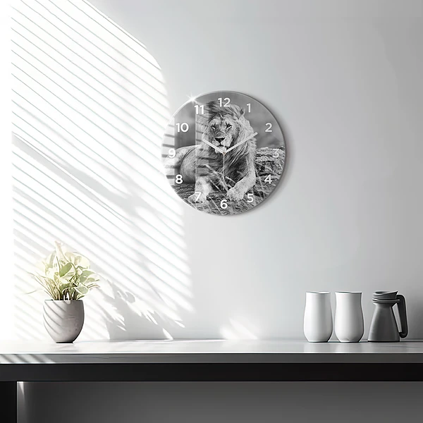 Wanduhr rund Abstrakt - Löwe