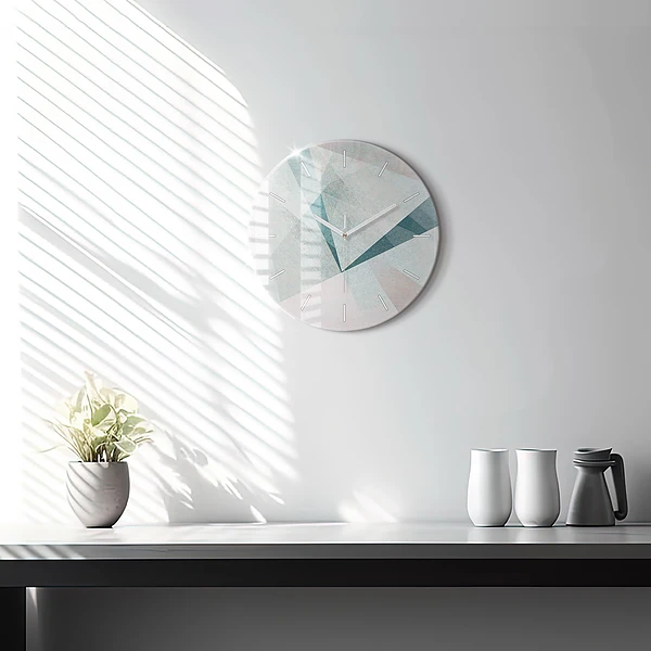Wanduhr glas rund Dreiecke Abstrakte Textur