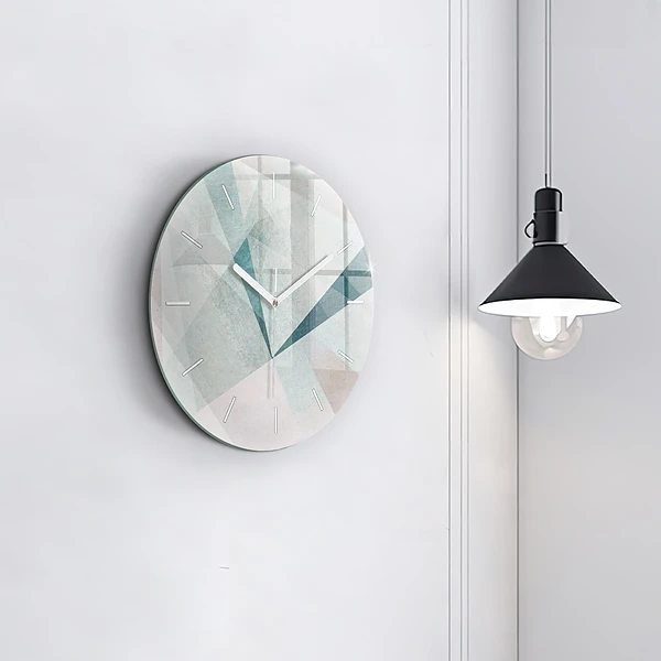 Wanduhr glas rund Dreiecke Abstrakte Textur