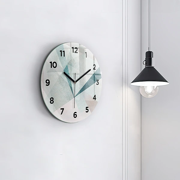 Wanduhr glas rund Dreiecke Abstrakte Textur