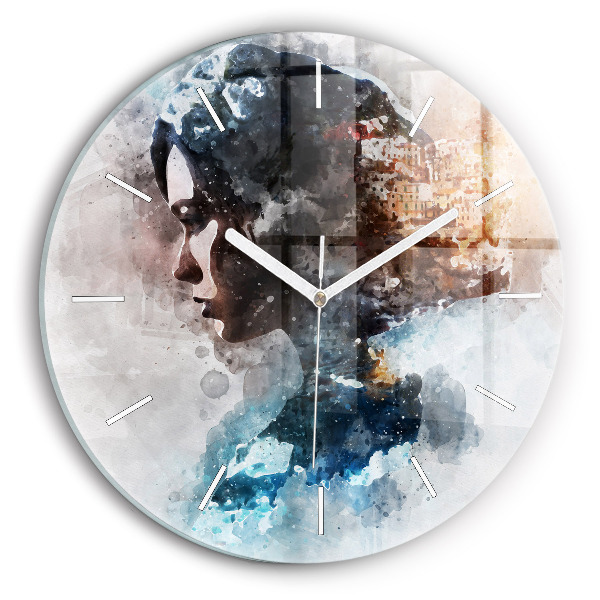 Wanduhr rund mit motiv Die Vergangenheit im Hinterkopf