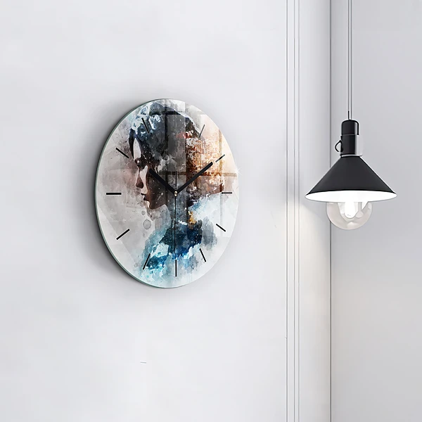 Wanduhr rund mit motiv Die Vergangenheit im Hinterkopf