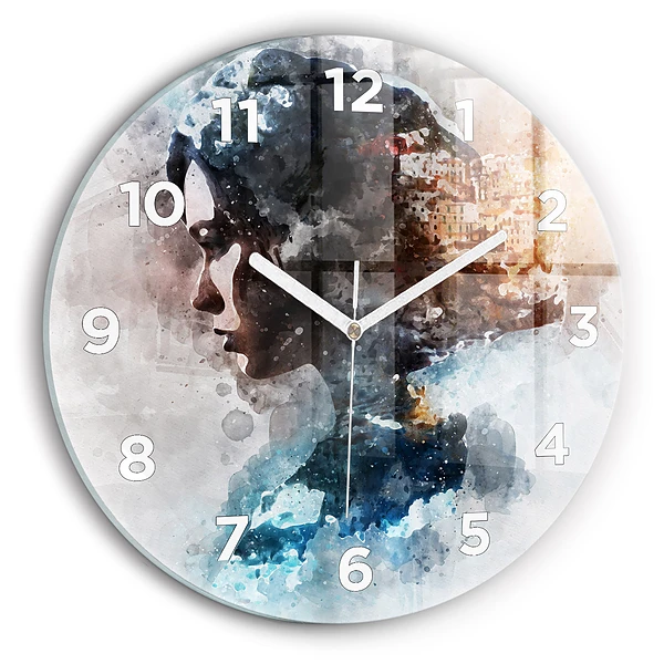 Wanduhr rund mit motiv Die Vergangenheit im Hinterkopf