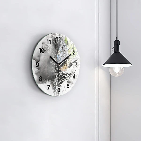 Wanduhr rund Abstraktes Frauengesicht