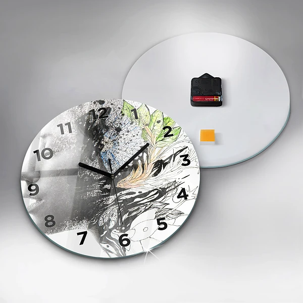 Wanduhr rund Abstraktes Frauengesicht