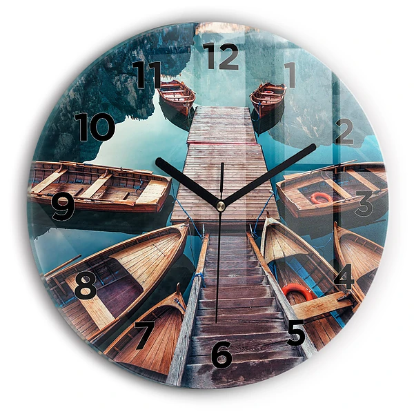 Wanduhr rund Plattform und See