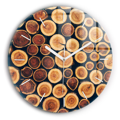 Wanduhr glas rund Holz