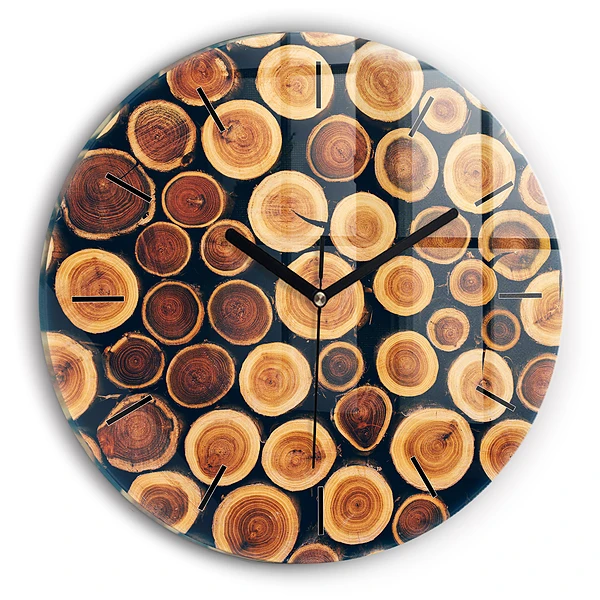 Wanduhr glas rund Holz