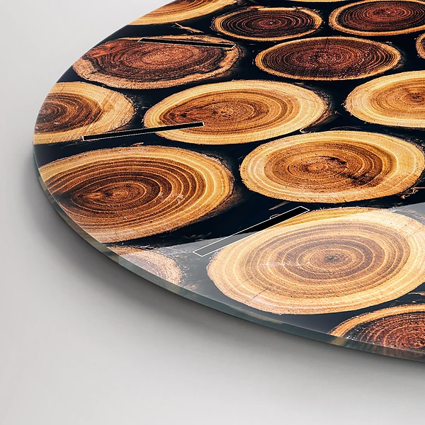 Wanduhr glas rund Holz