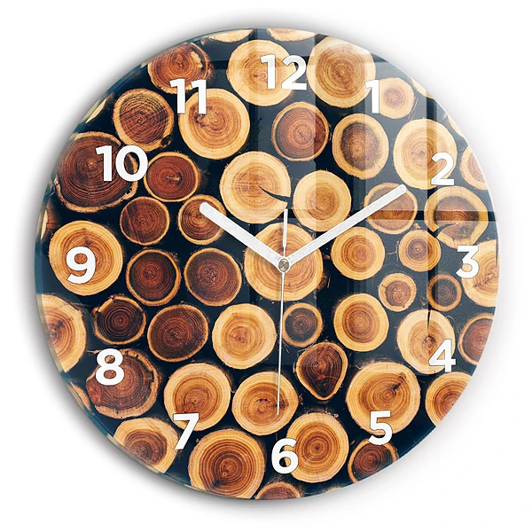 Wanduhr glas rund Holz