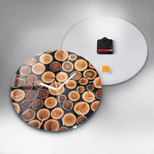 Wanduhr glas rund Holz