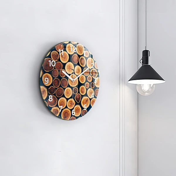 Wanduhr glas rund Holz