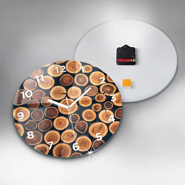Wanduhr glas rund Holz