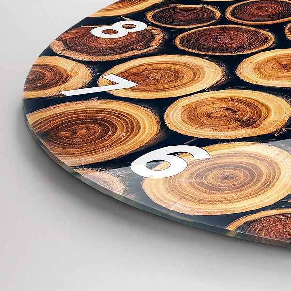 Wanduhr glas rund Holz