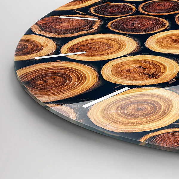 Wanduhr glas rund Holz
