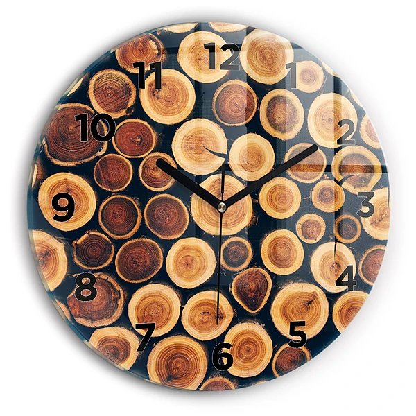 Wanduhr glas rund Holz