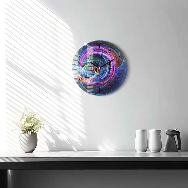 Wanduhr rund mit motiv Buntes Fraktal