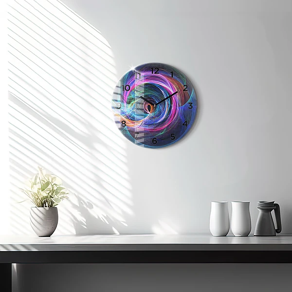 Wanduhr rund mit motiv Buntes Fraktal