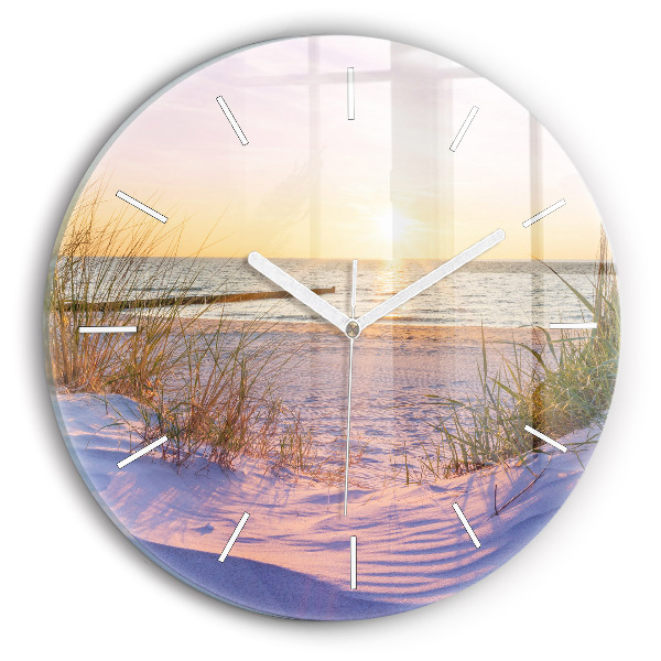 Wanduhr glas rund Polnischer Sonnenuntergang am Meer
