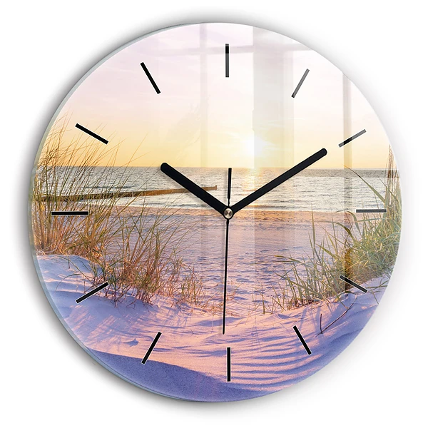 Wanduhr glas rund Polnischer Sonnenuntergang am Meer