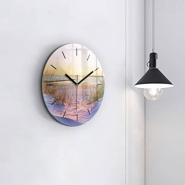 Wanduhr glas rund Polnischer Sonnenuntergang am Meer