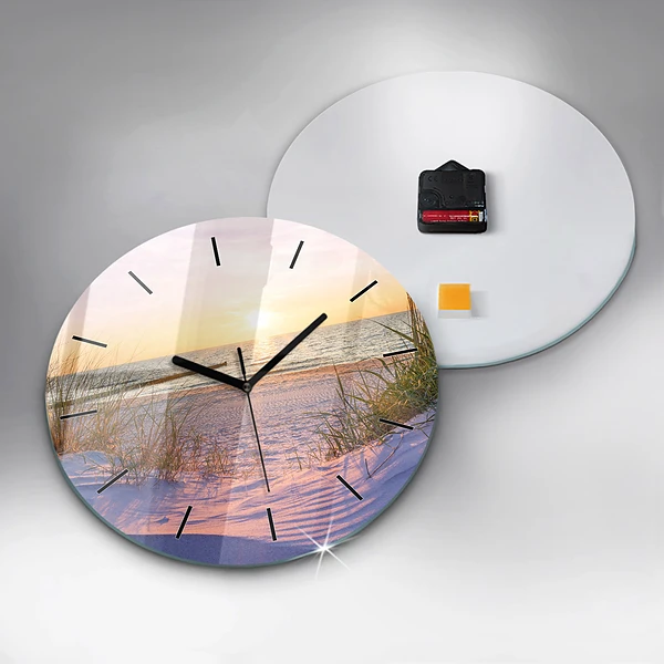Wanduhr glas rund Polnischer Sonnenuntergang am Meer