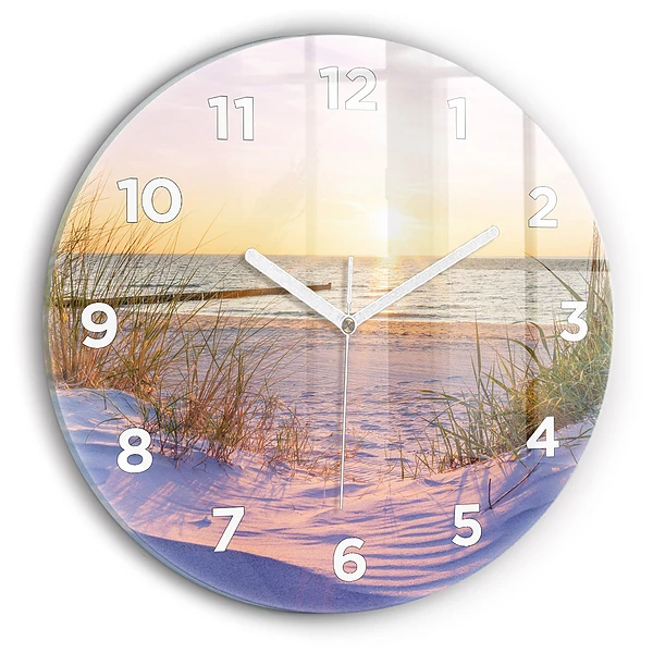 Wanduhr glas rund Polnischer Sonnenuntergang am Meer