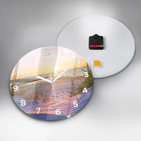 Wanduhr glas rund Polnischer Sonnenuntergang am Meer