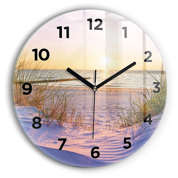 Wanduhr glas rund Polnischer Sonnenuntergang am Meer