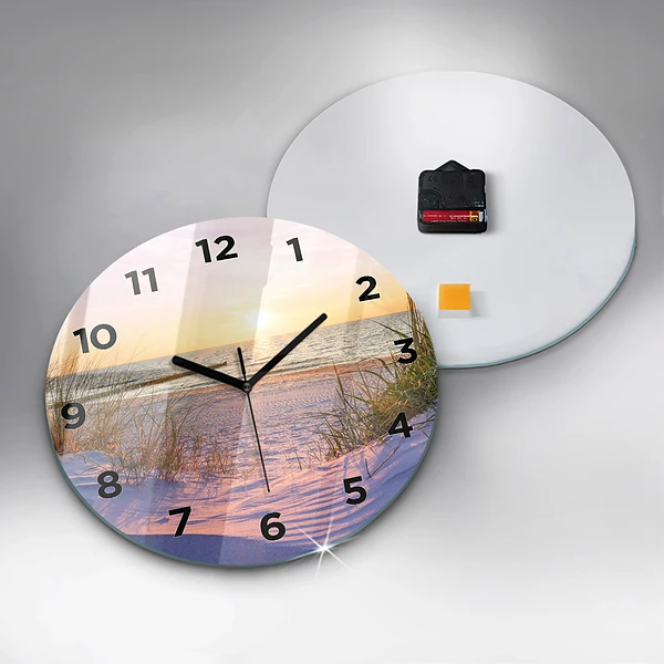 Wanduhr glas rund Polnischer Sonnenuntergang am Meer