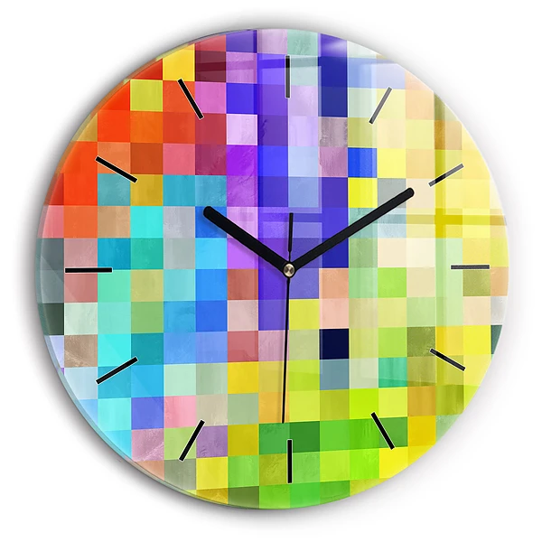 Wanduhr rund mit motiv Komposition von Quadraten