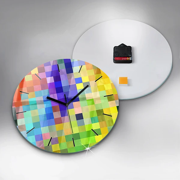 Wanduhr rund mit motiv Komposition von Quadraten
