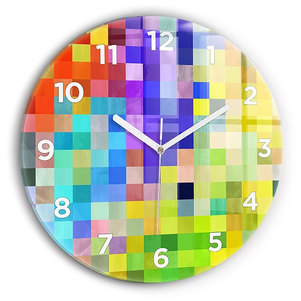 Wanduhr rund mit motiv Komposition von Quadraten