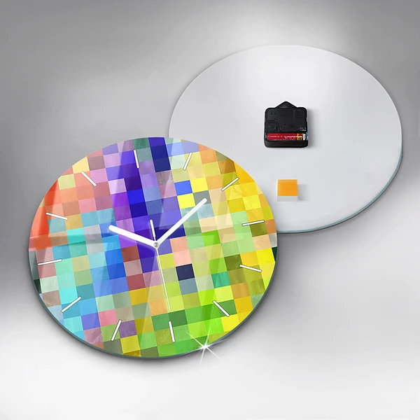 Wanduhr rund mit motiv Komposition von Quadraten