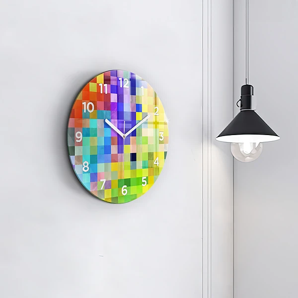 Wanduhr rund mit motiv Komposition von Quadraten