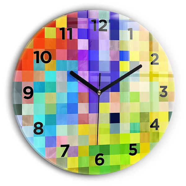 Wanduhr rund mit motiv Komposition von Quadraten